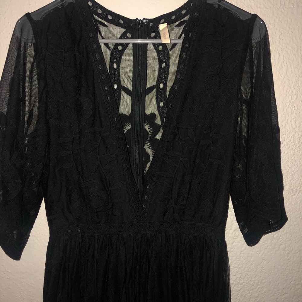 Never worn Beautiful black lace maxi  w/deep V